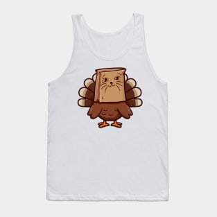 Thanksgiving Turkey Funny Fake Cat Face Tank Top